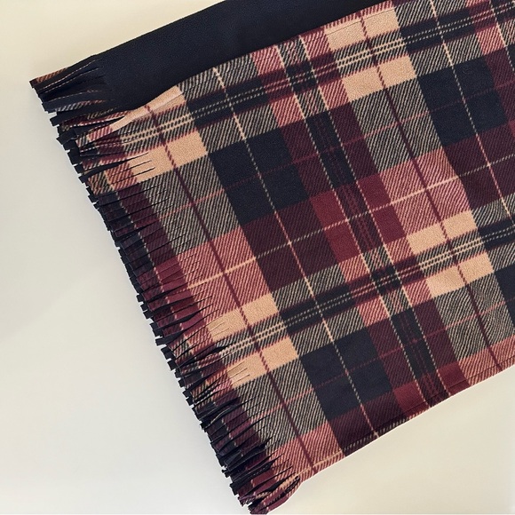 Rachel Roy | Cozy Burgundy Plaid Cape / Wrap / Shrug | One Size - Picture 9 of 15